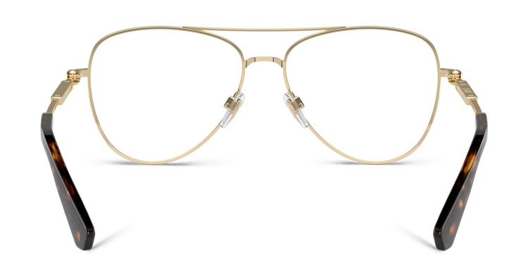 Shop BURBERRY Logo Wide Pilot Eyeglasses in Gold online.