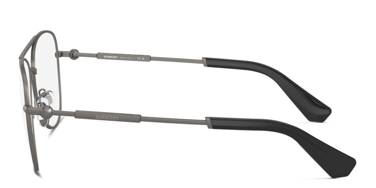 Shop BURBERRY Logo Wide Pilot Eyeglasses in Gunmetal online.