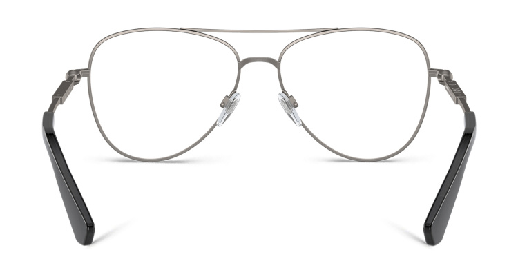Shop BURBERRY Logo Wide Pilot Eyeglasses in Gunmetal online.