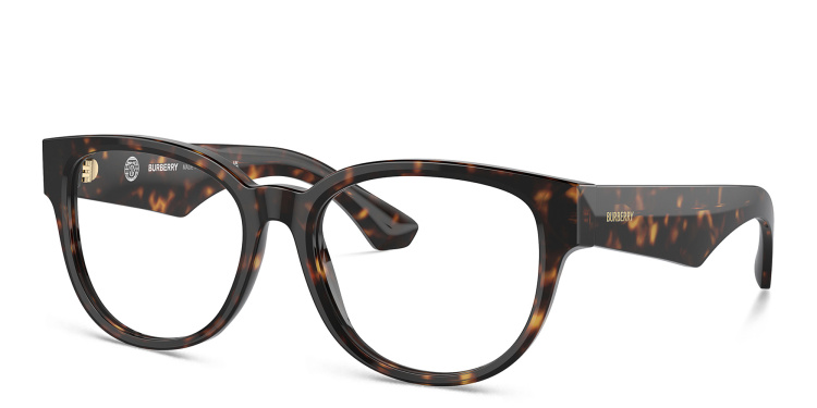 Shop BURBERRY Logo Panthos Eyeglasses in Havana online.