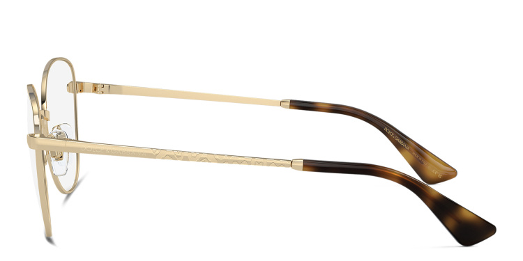 Shop Dolce & Gabbana Logo Wide Butterfly Eyeglasses in Gold online.