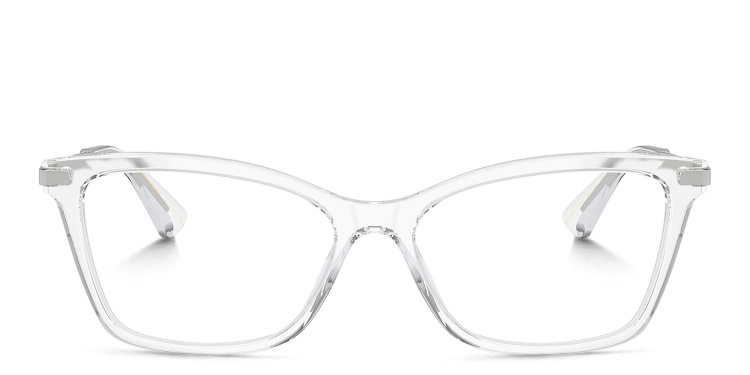 Shop Dolce & Gabbana Logo Rectangle Eyeglasses in Clear online.
