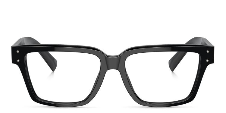 Shop Dolce & Gabbana Logo Wide Square Eyeglasses in Black online.
