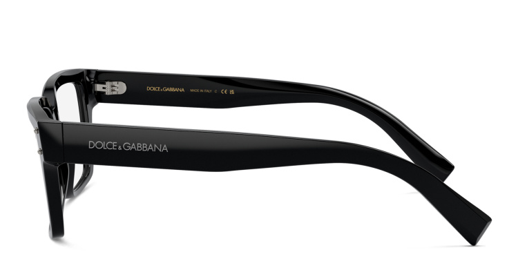 Shop Dolce & Gabbana Logo Wide Square Eyeglasses in Black online.
