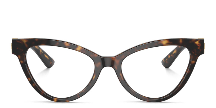 Shop Dolce & Gabbana DG Logo Cat-Eye Eyeglasses in Havana online.