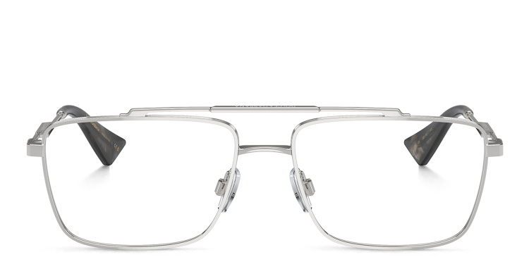 Shop Dolce & Gabbana Logo Wide Rectangle Eyeglasses in Silver online.