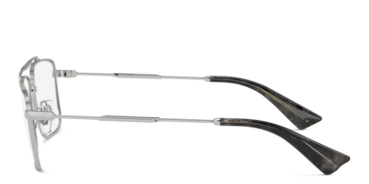 Shop Dolce & Gabbana Logo Wide Rectangle Eyeglasses in Silver online.