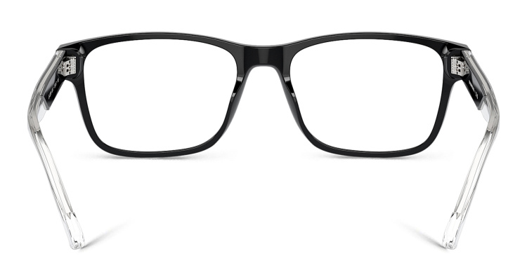 Shop Emporio Armani Logo Wide Rectangle Eyeglasses in Black online.