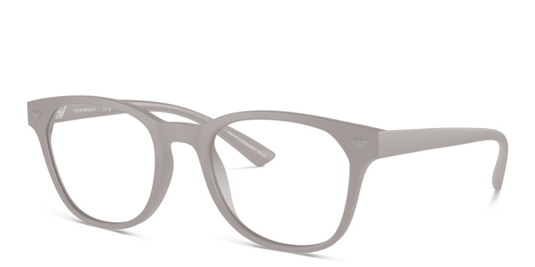 Shop Emporio Armani Logo Panthos Eyeglasses in Grey online.