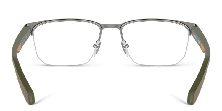 تسوق نظارات طبية غير منتظمة واسعة بنصف إطار بشعار العلامة امبوريو أرماني بلون رصاصي أونلاين.