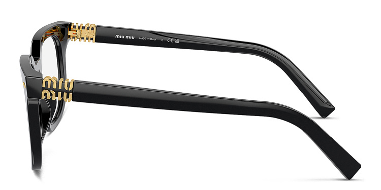 تسوق نظارات طبية مربّعة بشعار العلامة العمودي ميو ميو بلون أسود أونلاين.