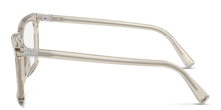 Shop MIU MIU Vertical Logo Square Eyeglasses in Grey online.