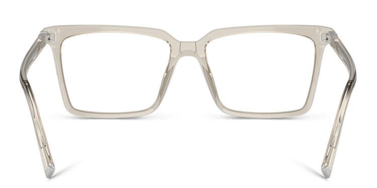 Shop MIU MIU Vertical Logo Square Eyeglasses in Grey online.