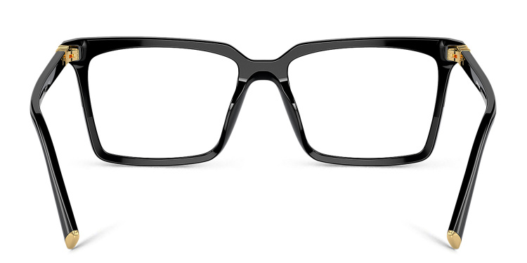 Shop MIU MIU Vertical Logo Square Eyeglasses in Black online.
