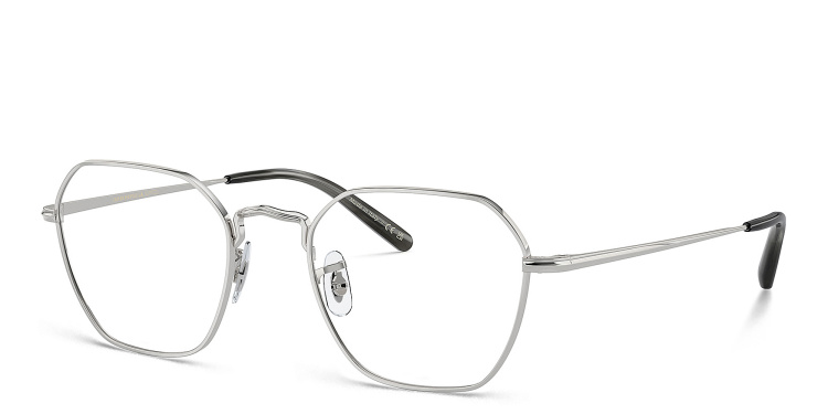 Shop OLIVER PEOPLES Levison Unisex Irregular Eyeglasses in Silver online.