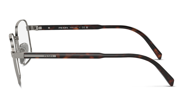 تسوق نظارات طبية مستطيلة بشعار العلامة برادا بلون رصاصي أونلاين.