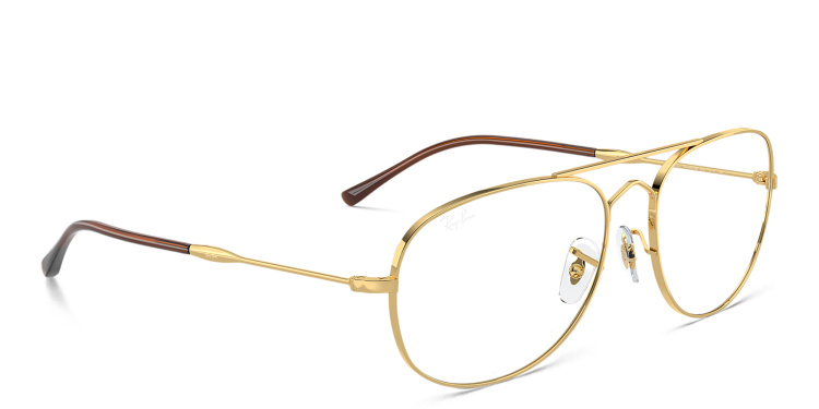 Shop Ray-Ban Bain Bridge Optics Unisex Wide Pilot Eyeglasses in Gold online.