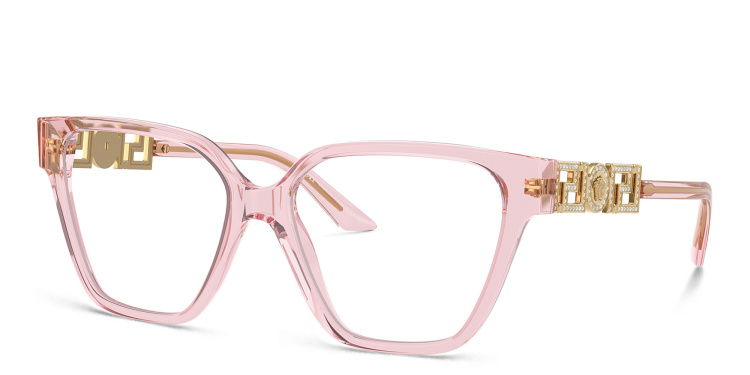 Shop VERSACE Medusa Irregular Eyeglasses in Pink online.