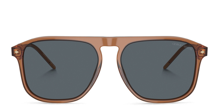 Shop GIORGIO ARMANI Logo Square Sunglasses in Brown online.
