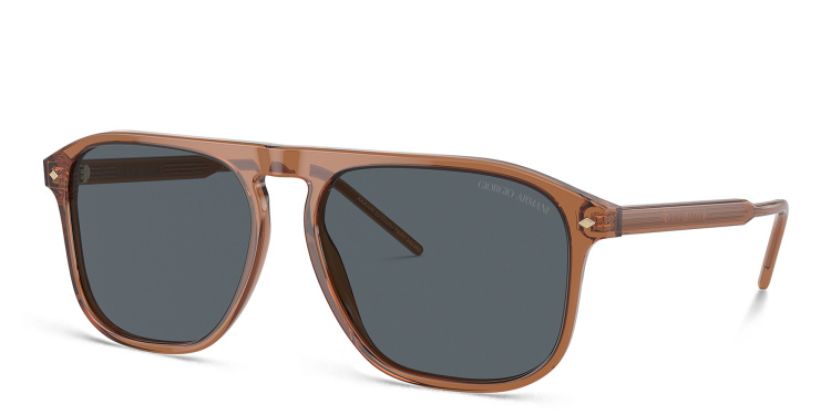 Shop GIORGIO ARMANI Logo Square Sunglasses in Brown online.