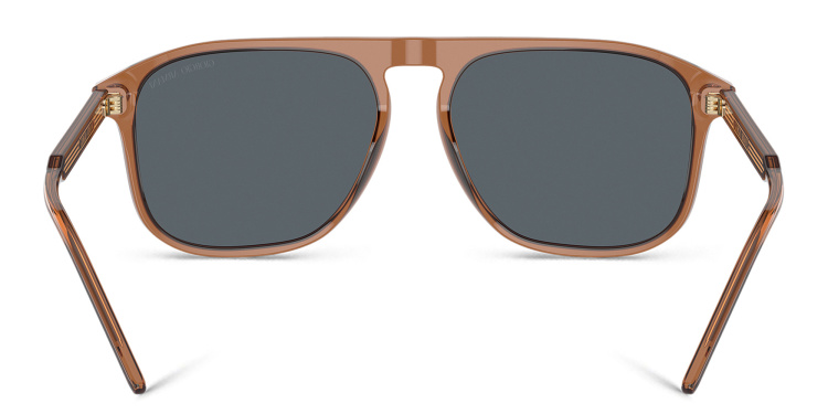Shop GIORGIO ARMANI Logo Square Sunglasses in Brown online.