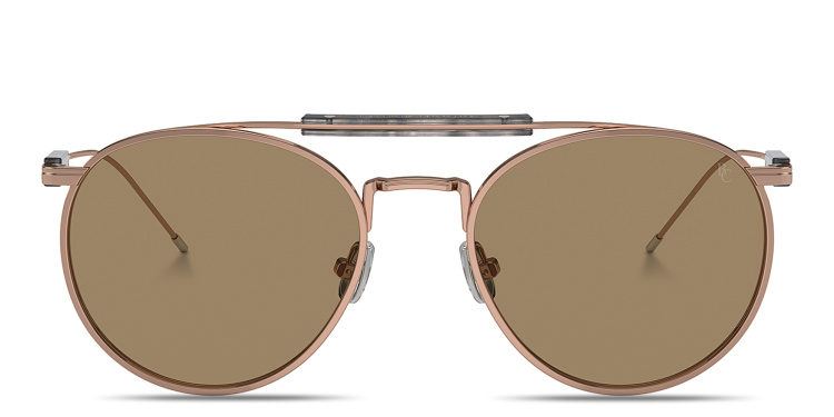 Shop BRUNELLO CUCINELLI Sartorial Sunset Unisex Round Sunglasses in Gold online.