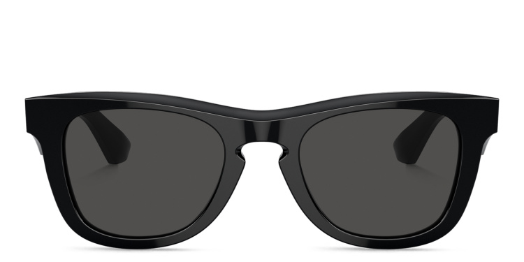 Shop BURBERRY Logo Square Sunglasses in Black online.
