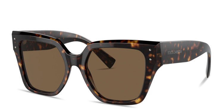 Shop Dolce & Gabbana Logo Signature Square Sunglasses in Havana online.
