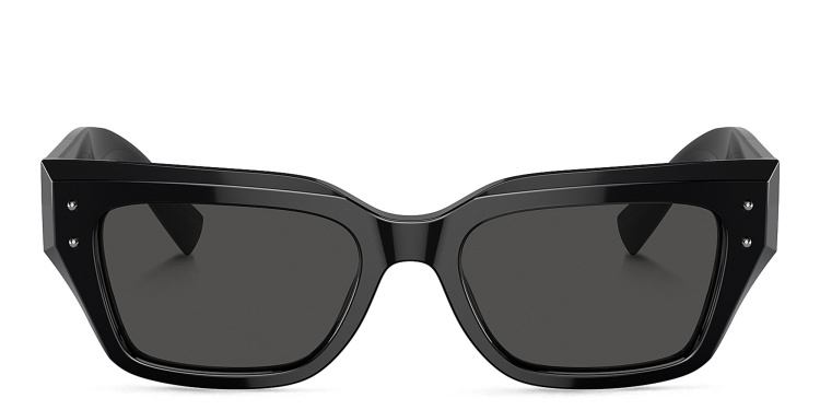 Shop Dolce & Gabbana Logo Rectangle Sunglasses in Black online.