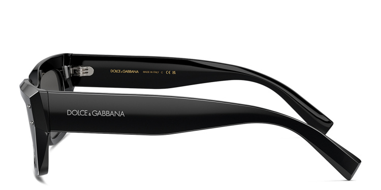 Shop Dolce & Gabbana Logo Rectangle Sunglasses in Black online.