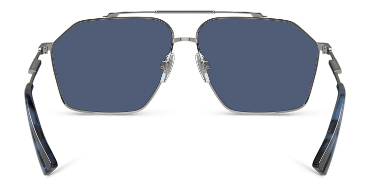 Shop Dolce & Gabbana Logo Aviator Sunglasses in Gunmetal online.