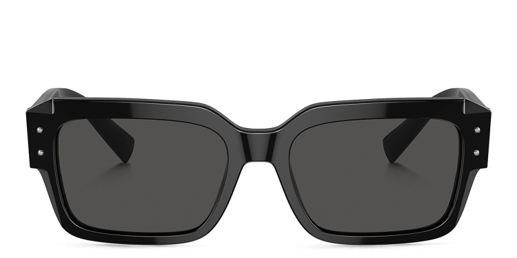 Shop Dolce & Gabbana Logo Rectangle Sunglasses in Black online.