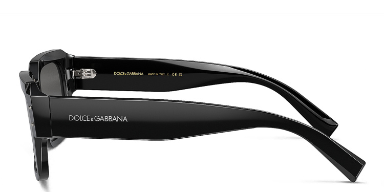 Shop Dolce & Gabbana Logo Rectangle Sunglasses in Black online.