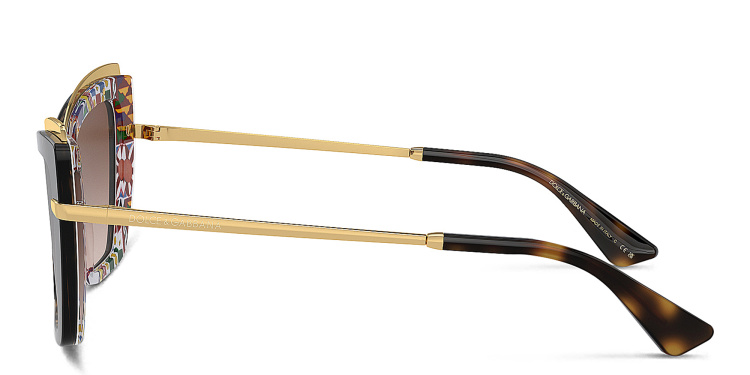 Shop Dolce & Gabbana Logo Cat-Eye Sunglasses in Havana online.