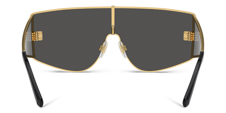 Shop Dolce & Gabbana Logo Rectangle Sunglasses in Gold online.