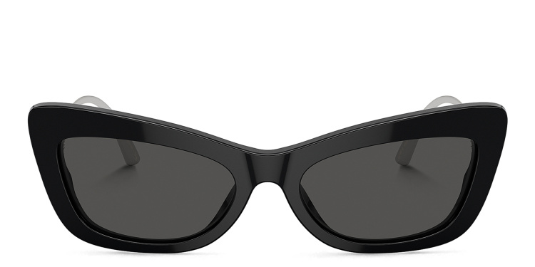 Shop Dolce & Gabbana Rhinestone DG Motif Cat-Eye Sunglasses in Black online.