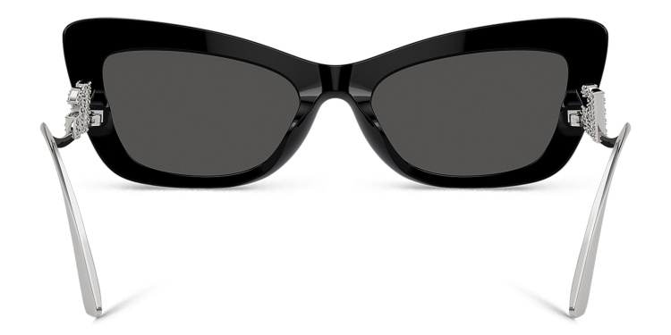 Shop Dolce & Gabbana Rhinestone DG Motif Cat-Eye Sunglasses in Black online.