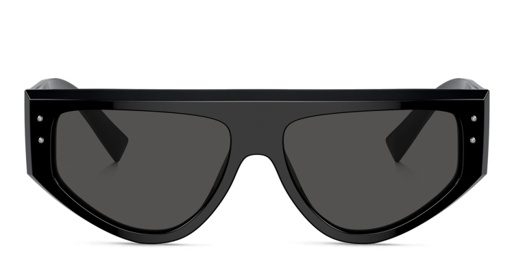 Shop Dolce & Gabbana Logo Rectangle Sunglasses in Black online.
