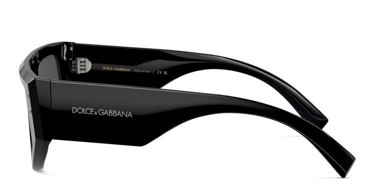 Shop Dolce & Gabbana Logo Rectangle Sunglasses in Black online.