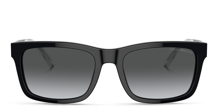 Shop Emporio Armani Logo Rectangle Sunglasses in Black online.