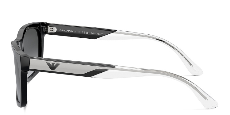Shop Emporio Armani Logo Rectangle Sunglasses in Black online.