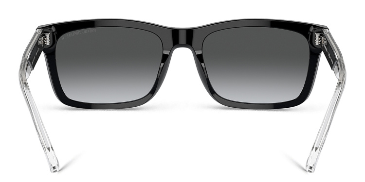 Shop Emporio Armani Logo Rectangle Sunglasses in Black online.
