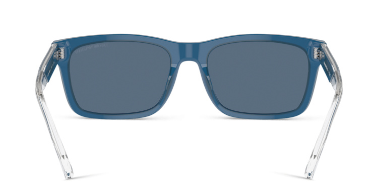 Shop Emporio Armani Logo Rectangle Sunglasses in Blue online.