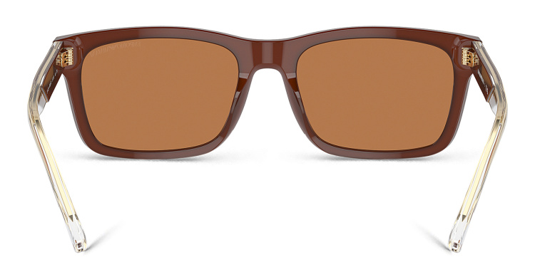 Shop Emporio Armani Logo Rectangle Sunglasses in Brown online.