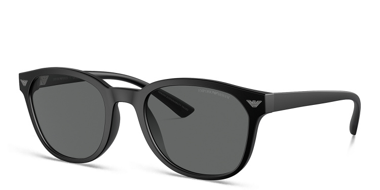 Shop Emporio Armani Logo Panthos Sunglasses in Black online.