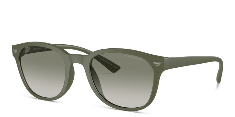 Shop Emporio Armani Logo Panthos Sunglasses in Green online.