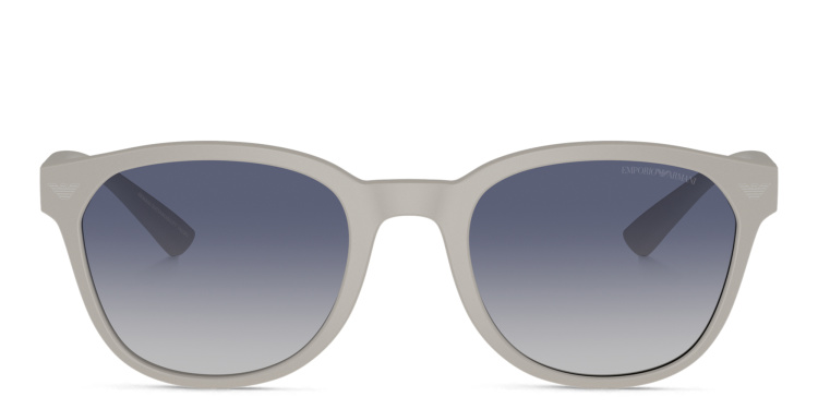 Shop Emporio Armani Logo Panthos Sunglasses in Grey online.