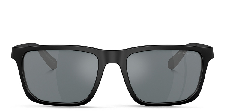 تسوق نظارات شمسية مستطيلة بشعار العلامة امبوريو أرماني بلون أسود أونلاين.