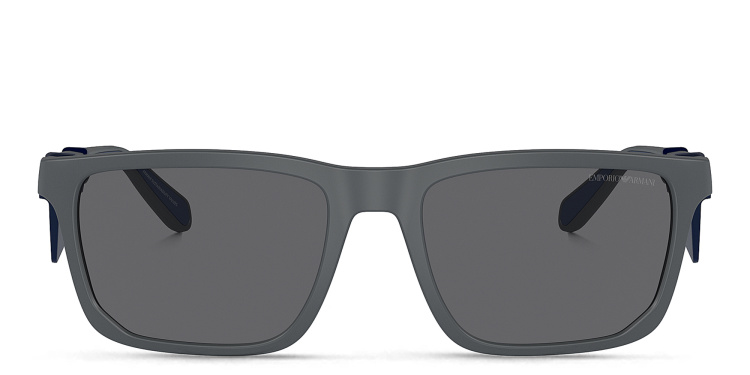 Shop Emporio Armani Logo Rectangle Sunglasses in Grey online.