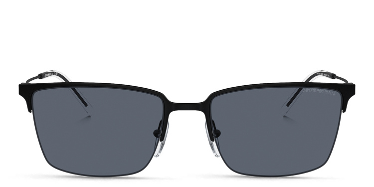 تسوق نظارات شمسية مربّعة بنصف إطار بشعار العلامة امبوريو أرماني بلون أسود أونلاين.
